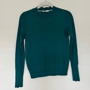 Green Sweater, Scalloped Edges | Boden | Cotton